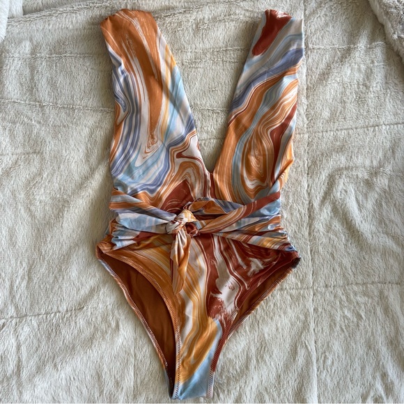 NWT Zara Marbled One Piece Swimsuit, M - Picture 4 of 9